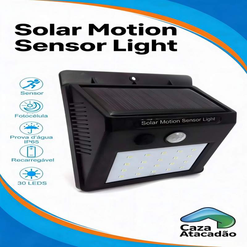 Kit 3/5 Luminária Solar Luz Led Com Sensor Presença Automático Estrutura Preto — imagem 2 de 2