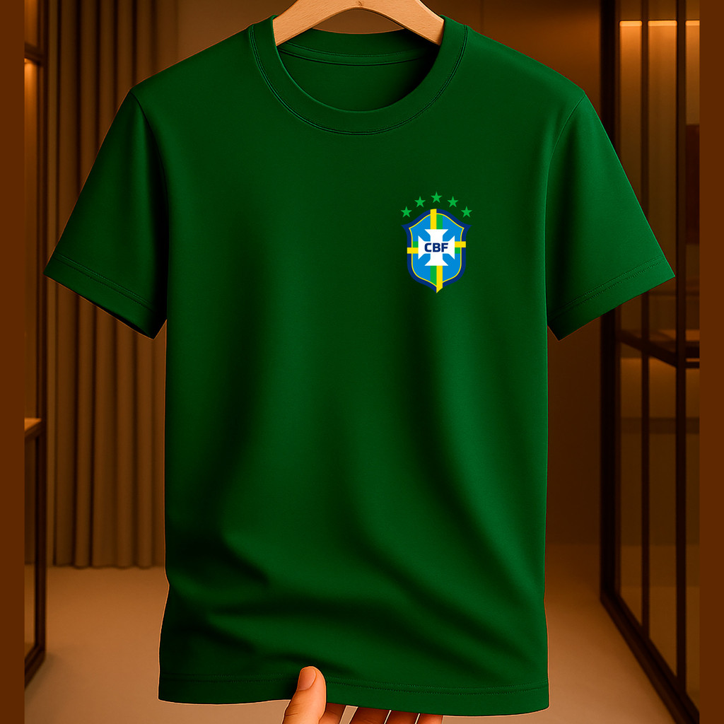 Camiseta 100% Algodão Infantil Brasil Futebol Camisa Infantil Estampa Copa Hexa Qualidade Superior