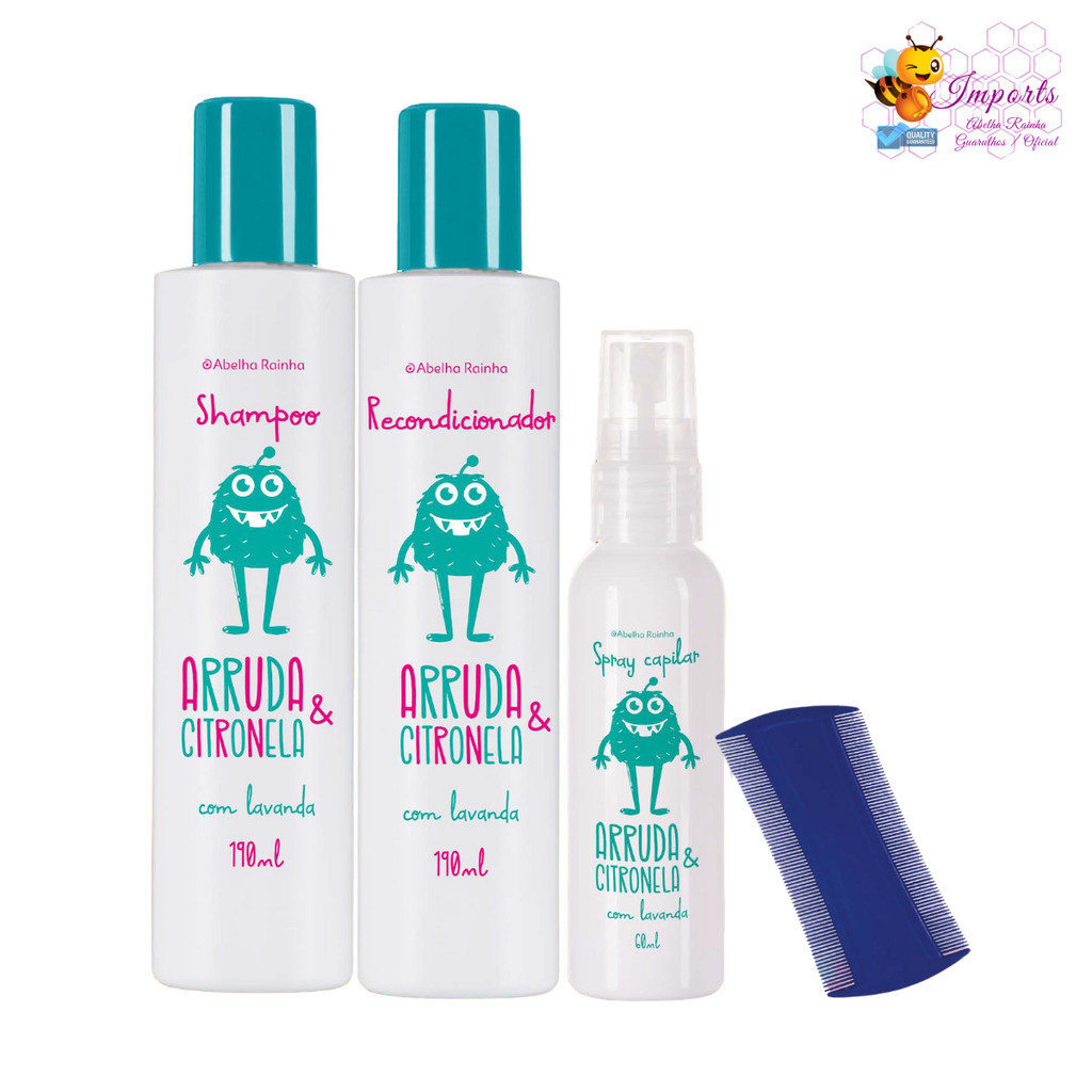 Kit Xô Piolho Shampoo + Condicionador + Spray Capilar + Pente fino em Oferta na Shopee