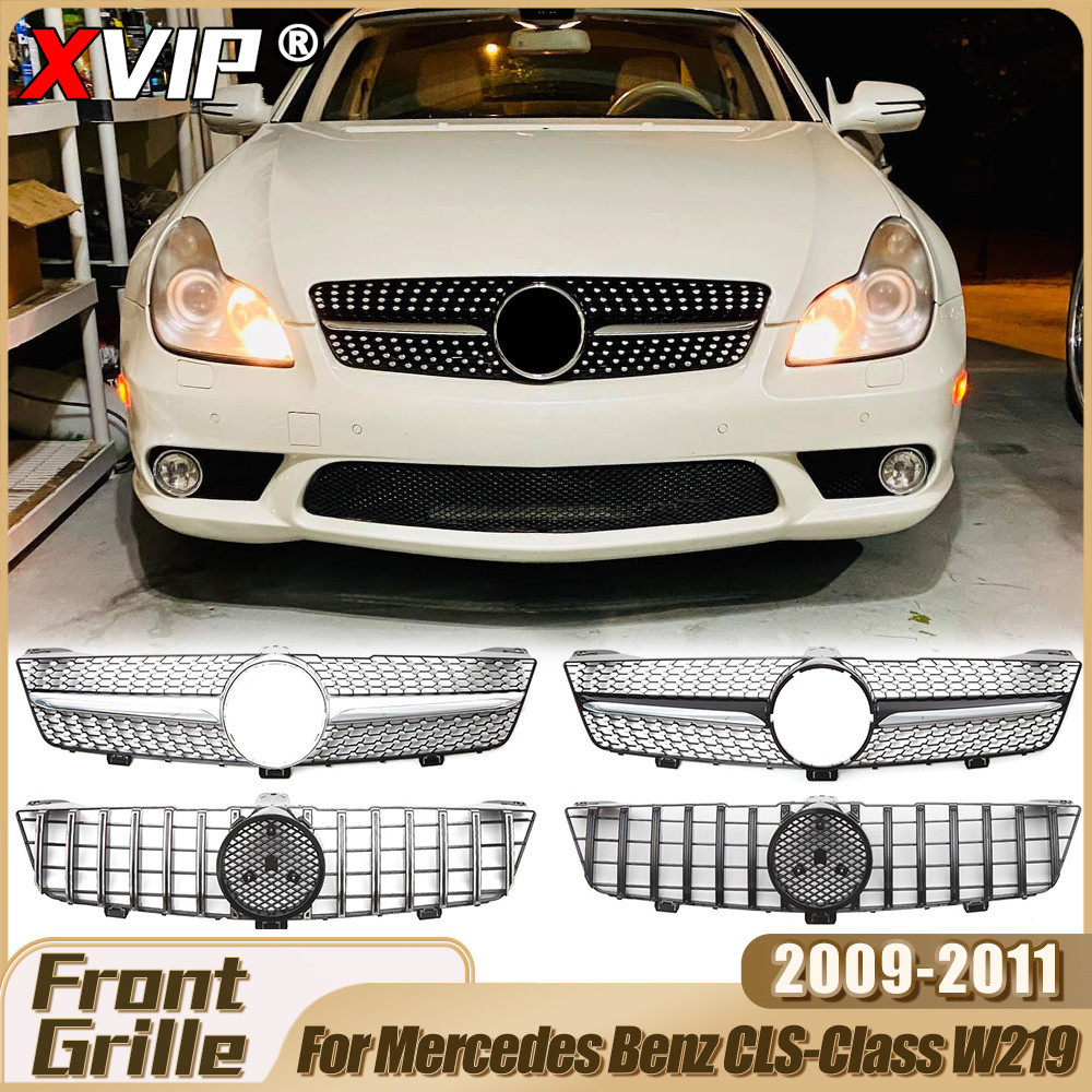 XVIP Grade De Para-Choque Dianteiro Estilo GTR Cromado Prateado Mercedes Benz CLS-Class W219 CLS350 CLS500 CLS550 CLS55 