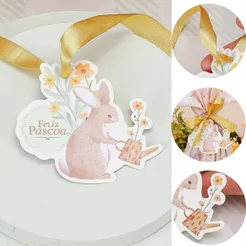 20 TAGS PÁSCOA COELHO FLORIR 5843 ( PASCOA JANGO 2026 )
