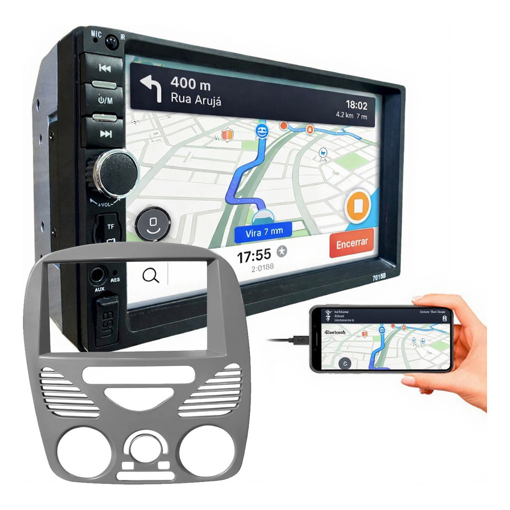 KIT CENTRAL MULTIMIDIA MP5 7 POL SIENA STRADA PALIO 2002 A 2014 COM AR em Oferta na Shopee