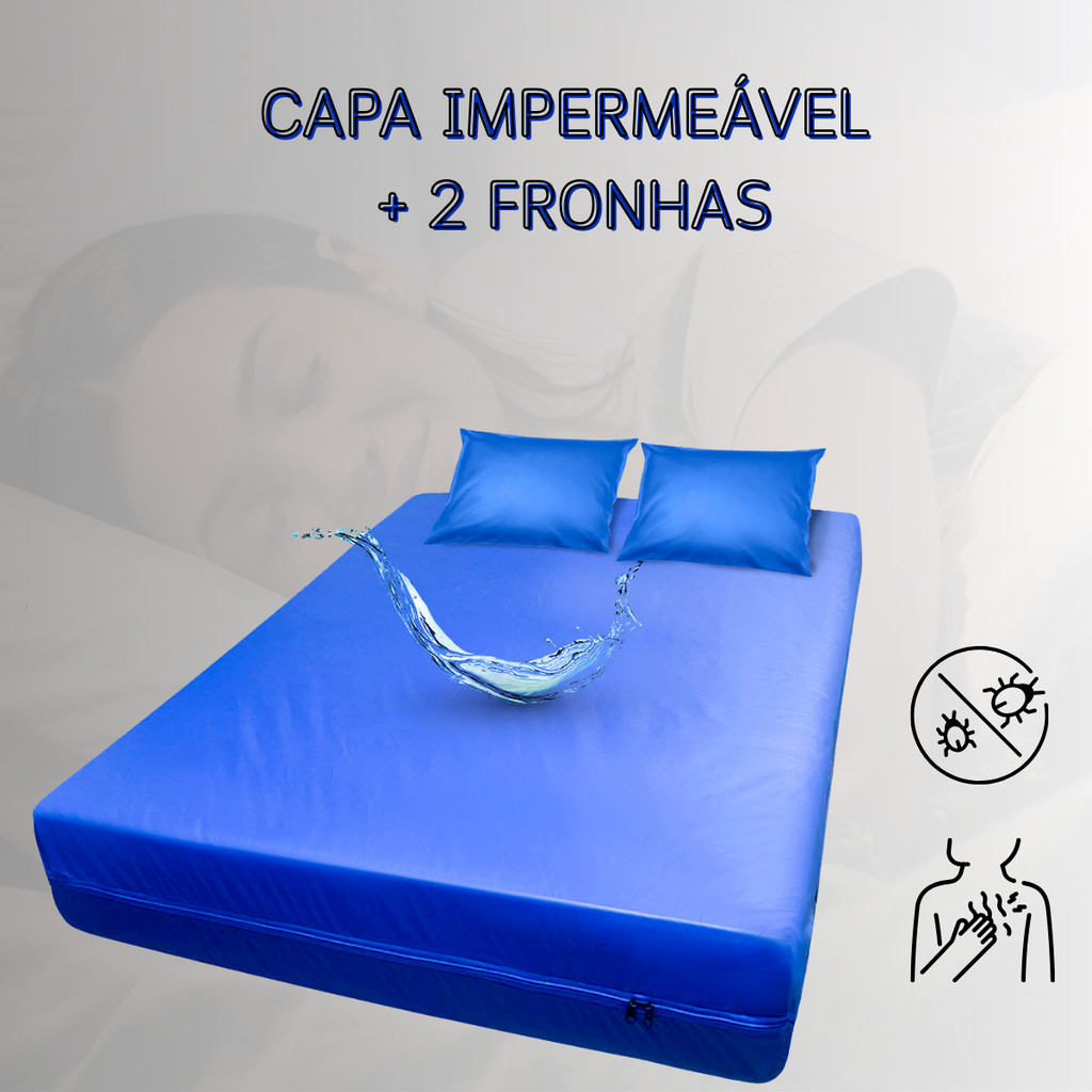 Protetor De Colchão Casal  Impermeável Casal Com  2 Fronhas Napa Premium Toque Macio Capa Impermeável Casal em Oferta na Shopee