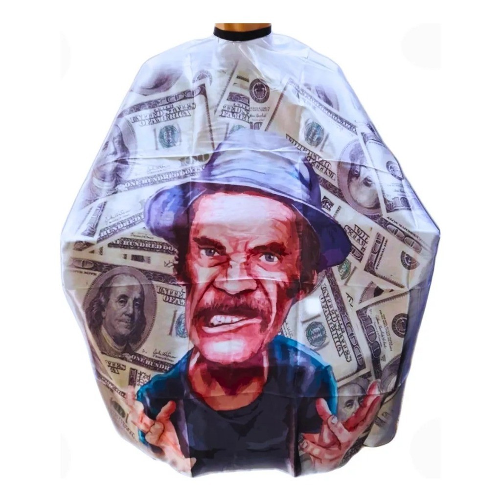 Capa De Corte Barbeiro Personalizada Grande P/ Cabeleireiro Cor Azul Seu Madruga