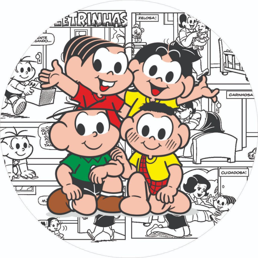 Capa Mini Painel Turma da Mônica Cascão Cebolinha Magali Mônica Festa 50cm