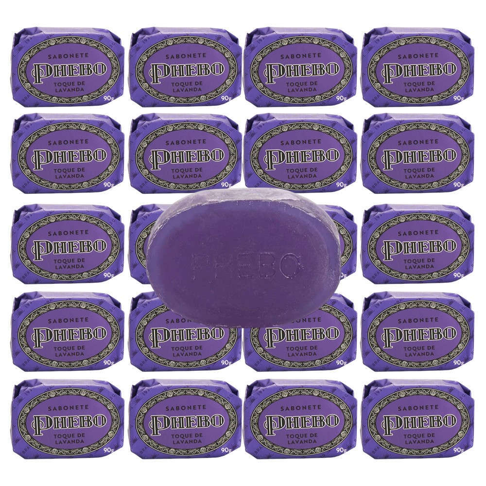 Kit 20 Sabonete Phebo Granado Toque de Lavanda Glicerina Base Vegetal em Barra 90g