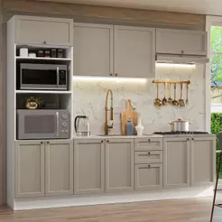 Armário de Cozinha Completa 270 cm Branco/Crema Vik Madesa 01