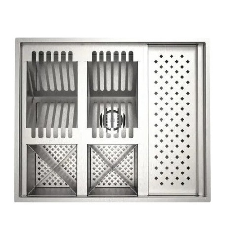 Calha Úmida Quadrada Gourmet Canal Organizador Escorredor Aço Inox 58x48
