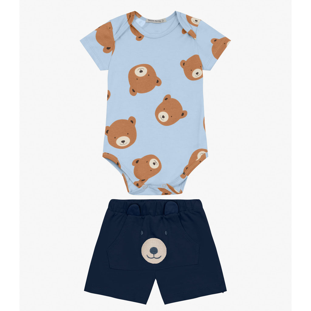 Conjunto Body com Bermuda Menino Trick Nick Azul