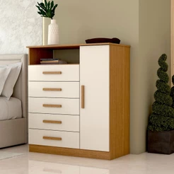 Cômoda Veneto 1 Porta 5 Gavetas 100% Mdf - Panorama Móveis