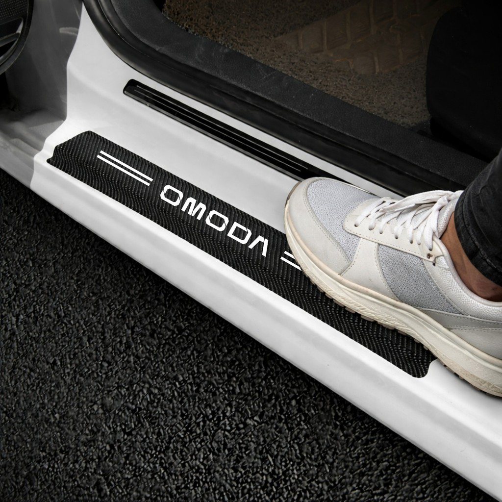 Soleira Automotiva kit 4 Portas Emblema OMODA Várias Marcas de Veículos Anti risco Fibra de Carbono em Oferta na Shopee