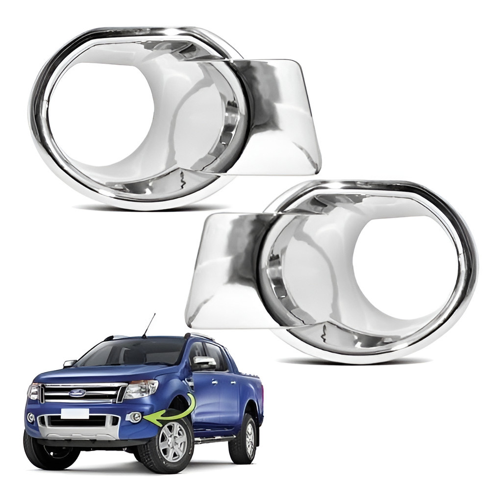 Par Moldura Farol Milha Cromado Nova Ranger 2012/2015 em Oferta na Shopee