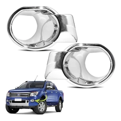 Par Moldura Farol Milha Cromado Nova Ranger 2012/2015