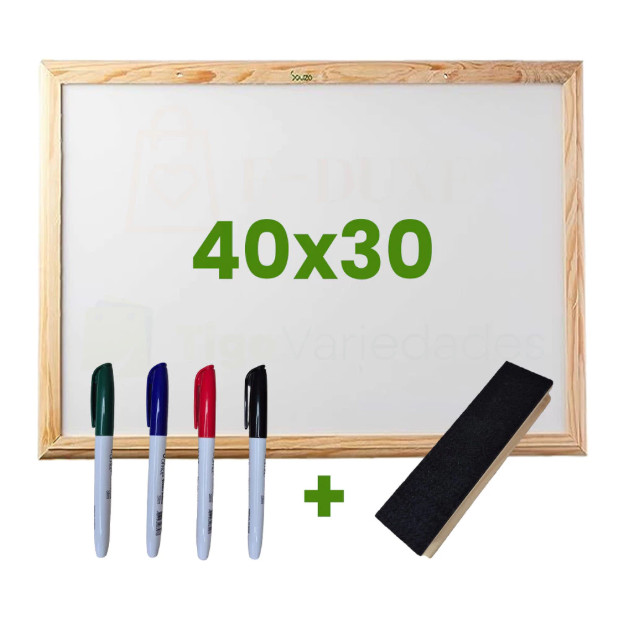Lousa Escolar Quadro Branco Moldura em Madeira 40x30 em Oferta na Shopee