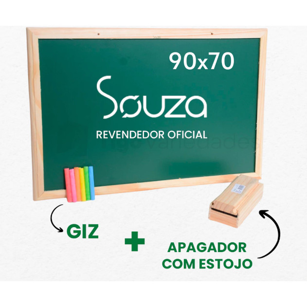 Lousa Escolar Quadro Verde Moldura Madeira 90x70