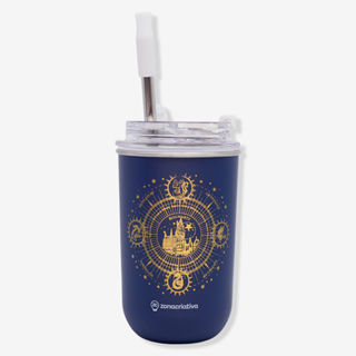 Copo Neo com Canudo Hogwarts Blue – Harry Potter em Oferta na Shopee