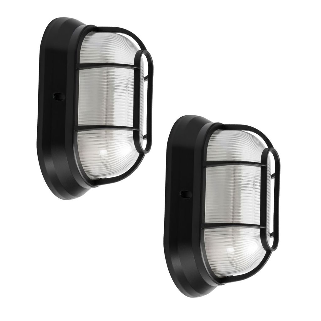 Kit 2 Luminaria Arandela tartaruga de parede com Grade Lampada E27 Branca Preta