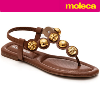 Sandália Feminina Moleca Rasteira Esferas Douradas Elástico Original em Oferta na Shopee