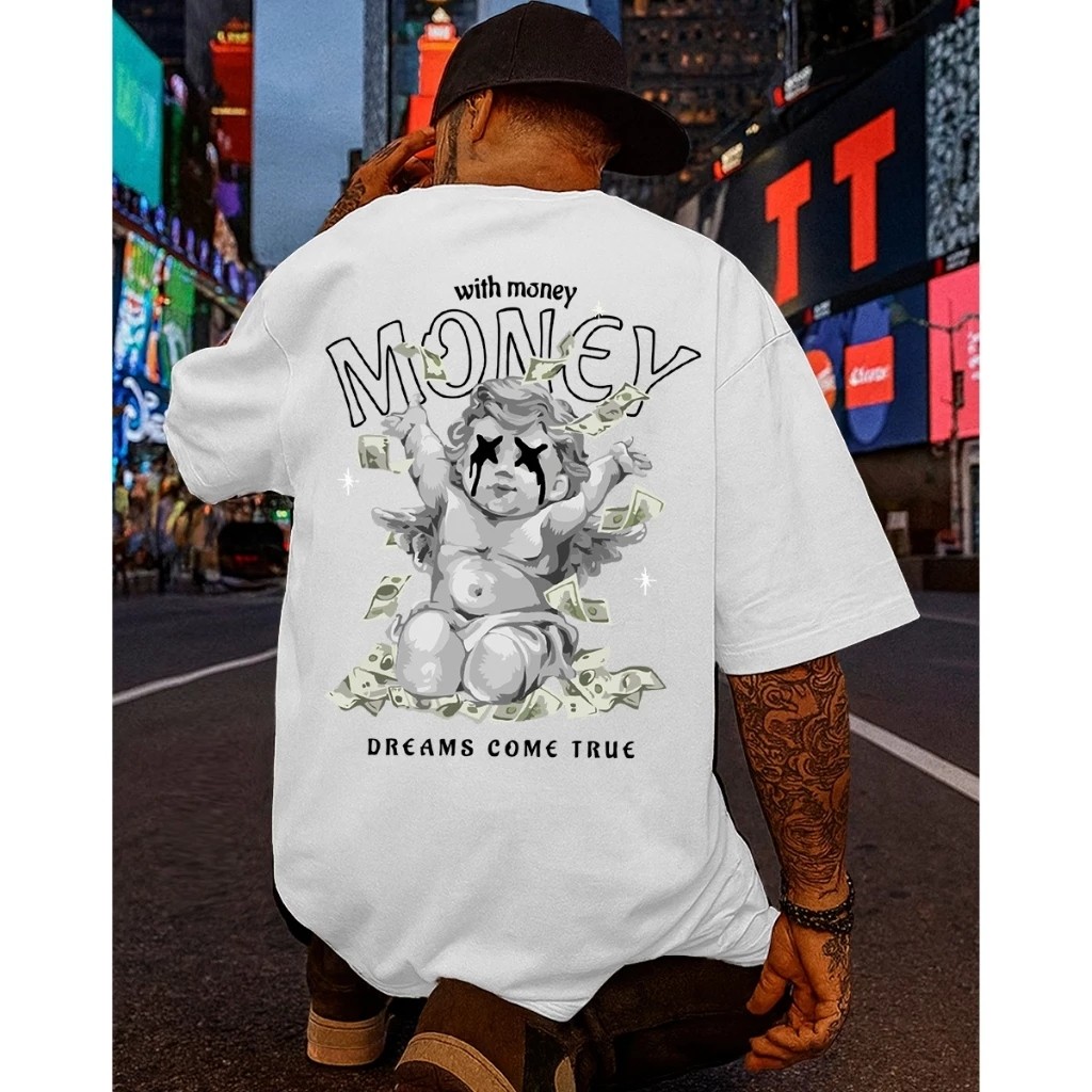 Camiseta Masculina Streetwear Sonhos e Prosperidade Estampada Lançamento Camiseta 100% Algodão Camisetão - Excelencia