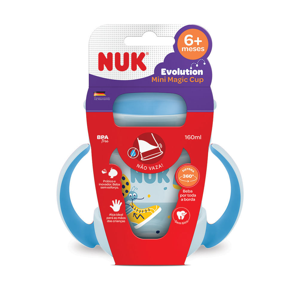 Copo Mini Magic Cup 360º com Alça Nuk Evolution 6+ Meses Boys 160ml em Oferta na Shopee