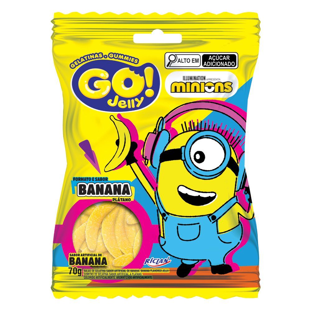 Bala Gel Go Jelly Minions Formato e Sabor Banana 70g