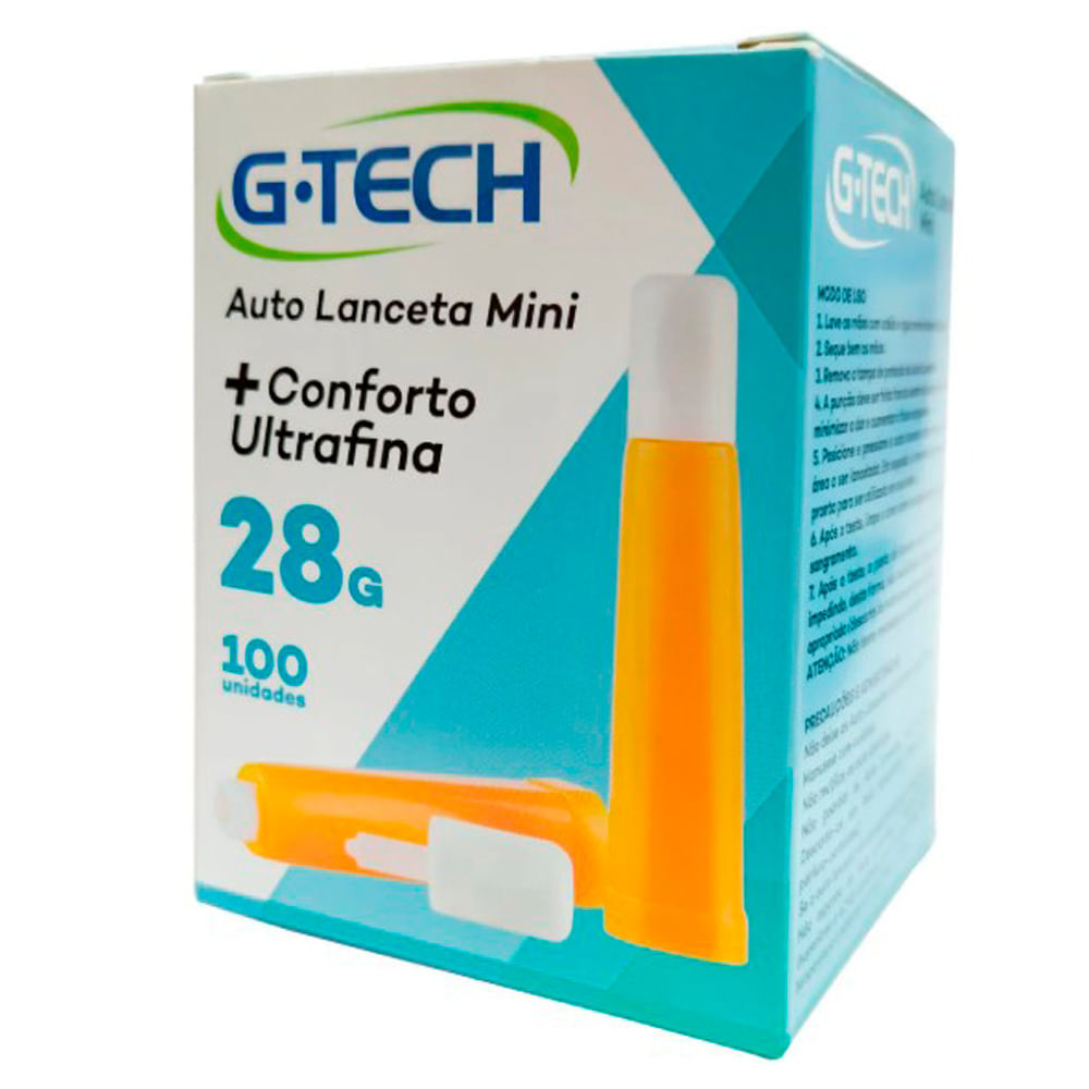 Auto Lanceta G -Tech Mini + Conforto Ultrafina 28G Com 100 Unidades em Oferta na Shopee