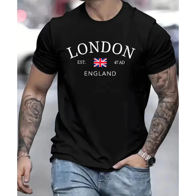 Camiseta masculina estilosa luxo "london" blusa masculina peruana camisa streetwear 100% algodão