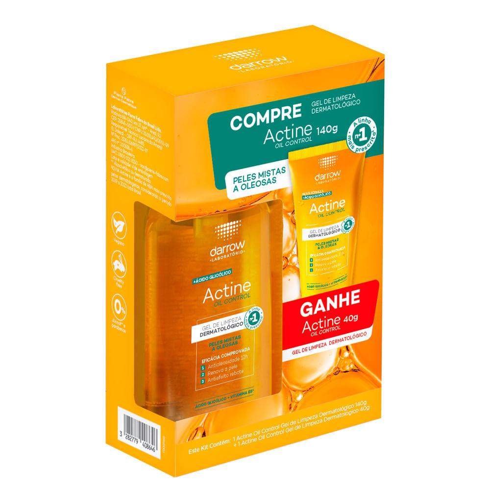 Kit Actine Oil Control Gel de Limpeza Dermatológico 140g e Ganhe Actine Oil Control 40g em Oferta na Shopee