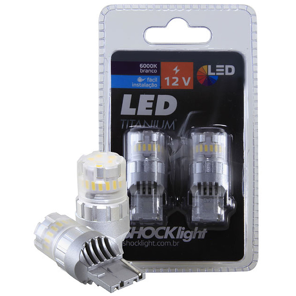 Kit Par Lâmpada Led T20 Titanium 1 Polo Branco 23 Leds 6000k T20 7440 - 1 Polo Branco-frio