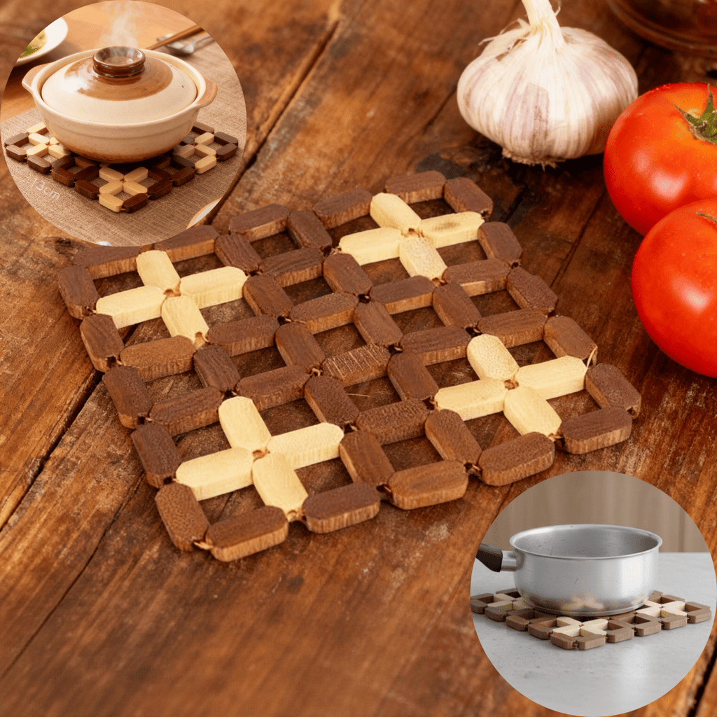 Descanso de Panela 13x13cm Bambu Quadrado Protetor Mesa Proteção Resistente Calor Apoio para Panela Quente em Oferta na Shopee