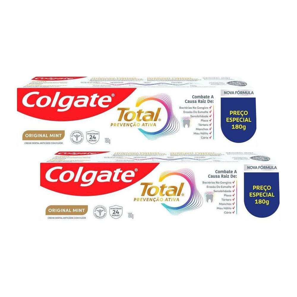 Kit 2 Cremes Dentais Colgate Total Mint Prevenção Ativa 180g