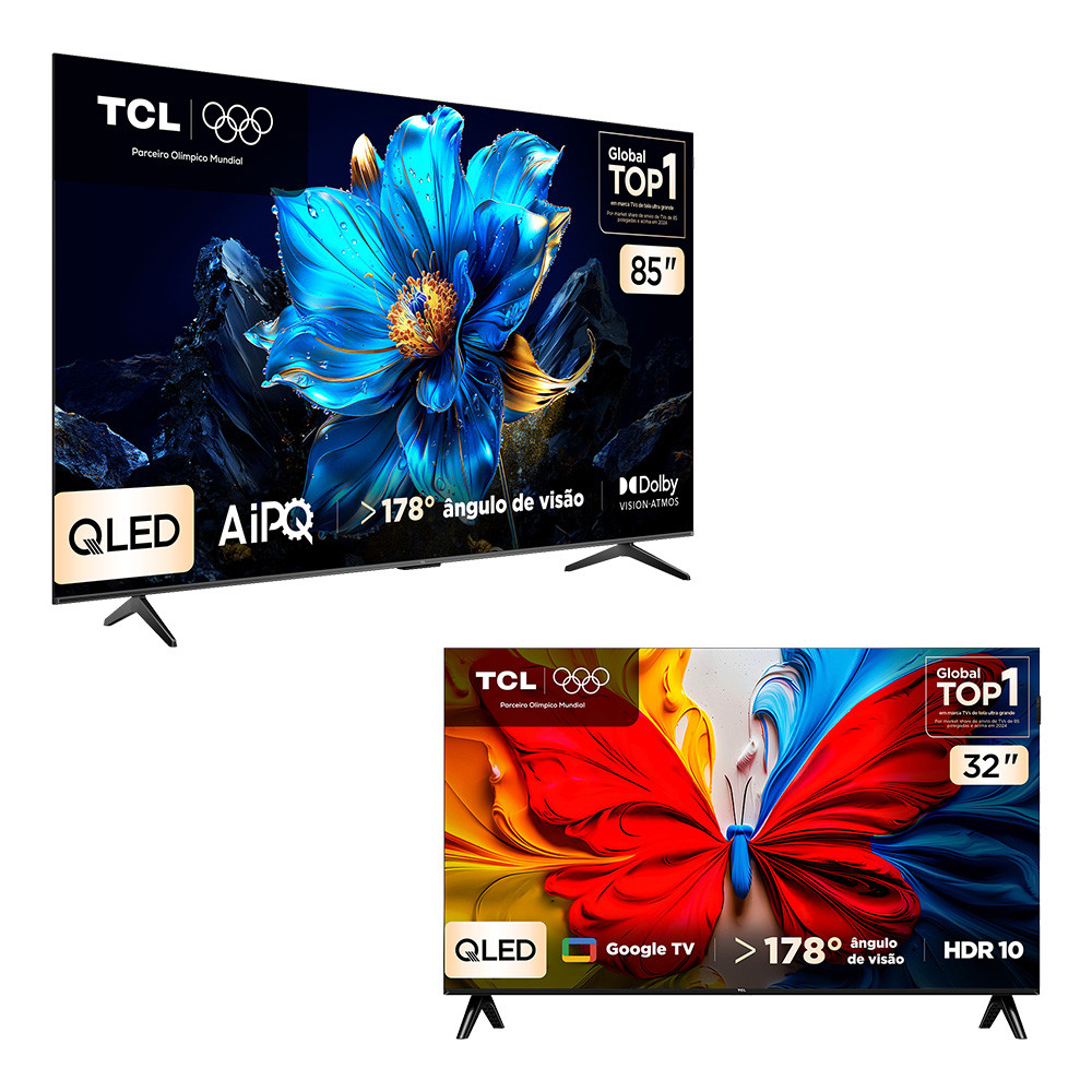 Combo Smart Tv Tcl 85 QLED 4K P7k WiFi 85p7k e Smart Tv Tcl 43 Full HD QLED S5k WiFi 43s5k - Miniatura 2