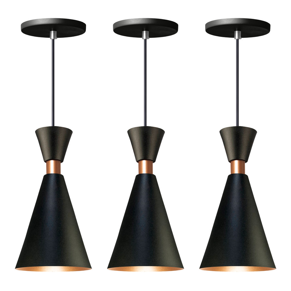 Kit 3 Pendente Lustre Luminária Mini Pequim Preto 24cm em Oferta na Shopee