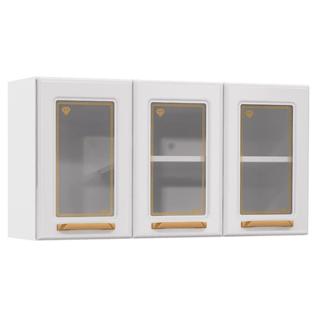 Armário Aéreo p/ Cozinha Diamante 3 Portas c/ Vidro 105cm Branco - Telasul em Oferta na Shopee