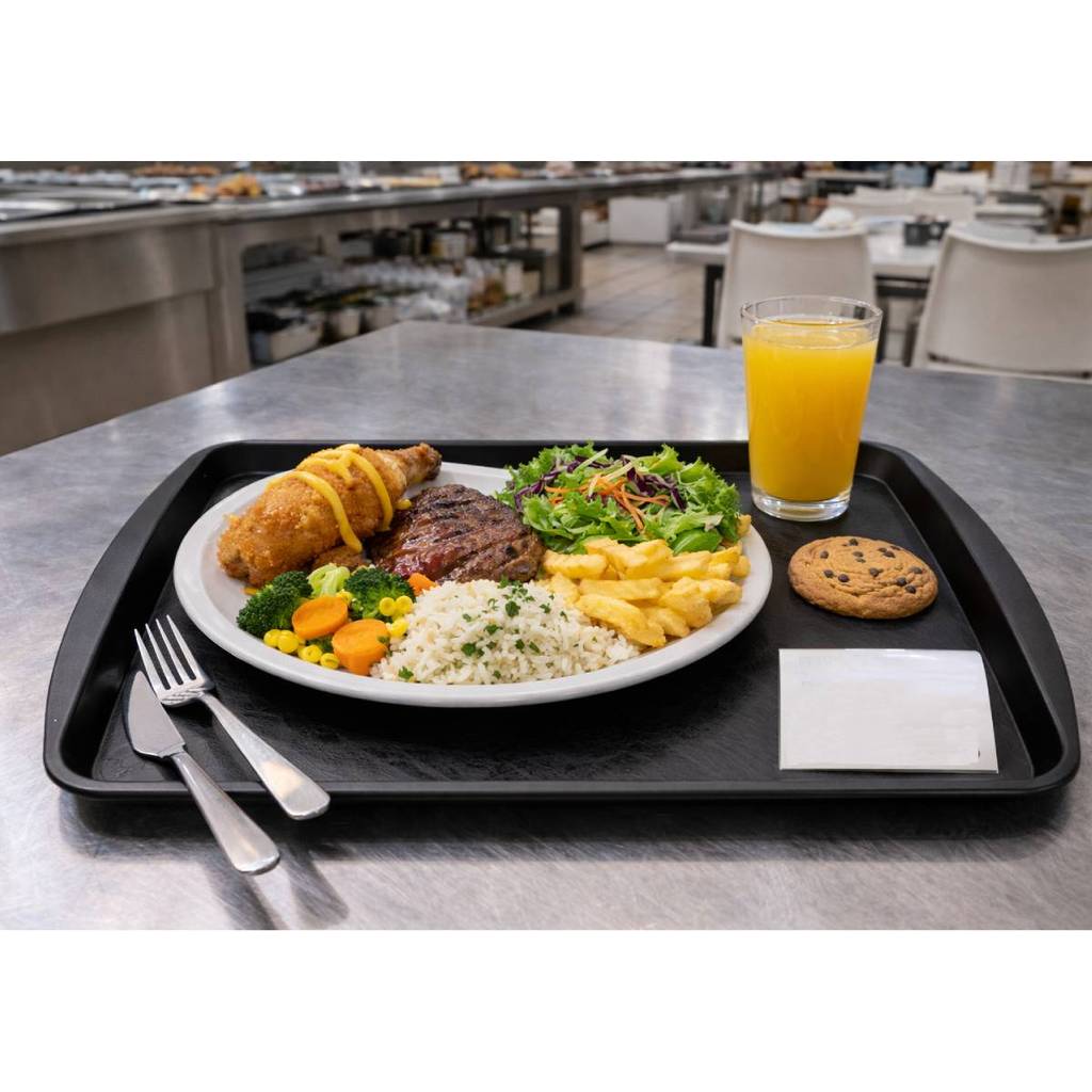 Bandeja Refeitório Restaurante Fast Food 43,5x30,5cm Preto 3UD
