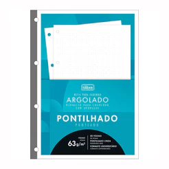 Bloco para fichário universitário Tiliflex Académie Pontilhado 4 furos 80 folhas Tilibra