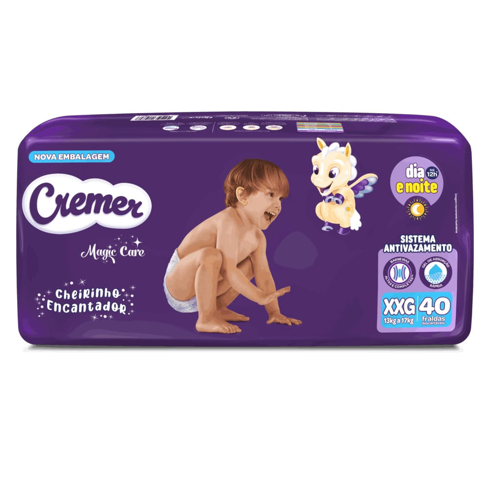 Fralda Descartável Cremer Magic Care Hiper XXG 40 Tiras em Oferta na Shopee