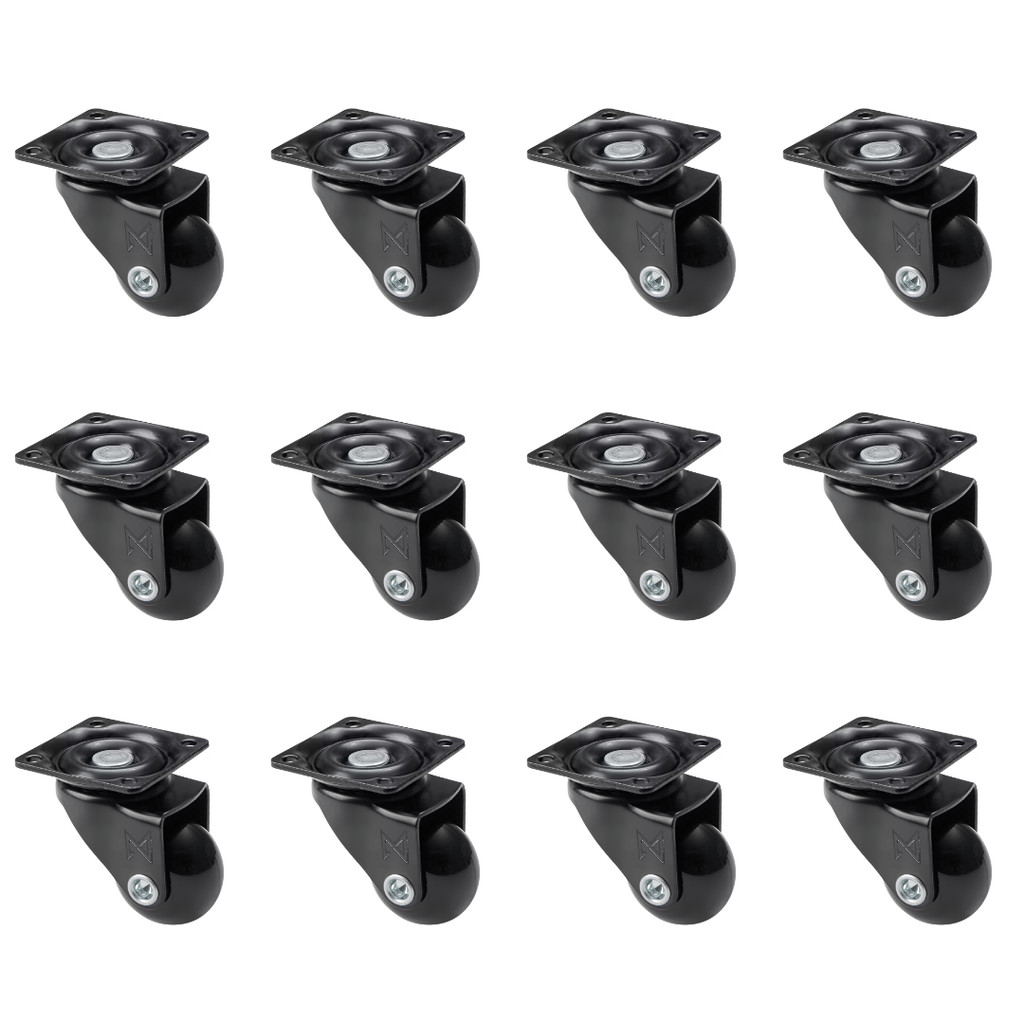 Kit 12 Rodinhas de Silicone Sem Freio Para Móveis Rodízio Giratório Gel 35mm - Rodizio Preto
