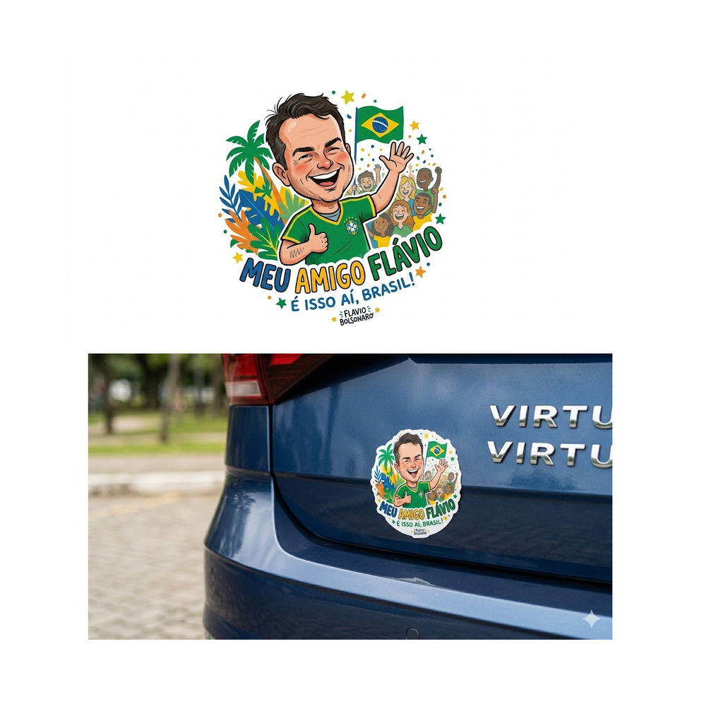 Adesivo divertido Meu amigo Flávio Bolsonaro 9x9cm