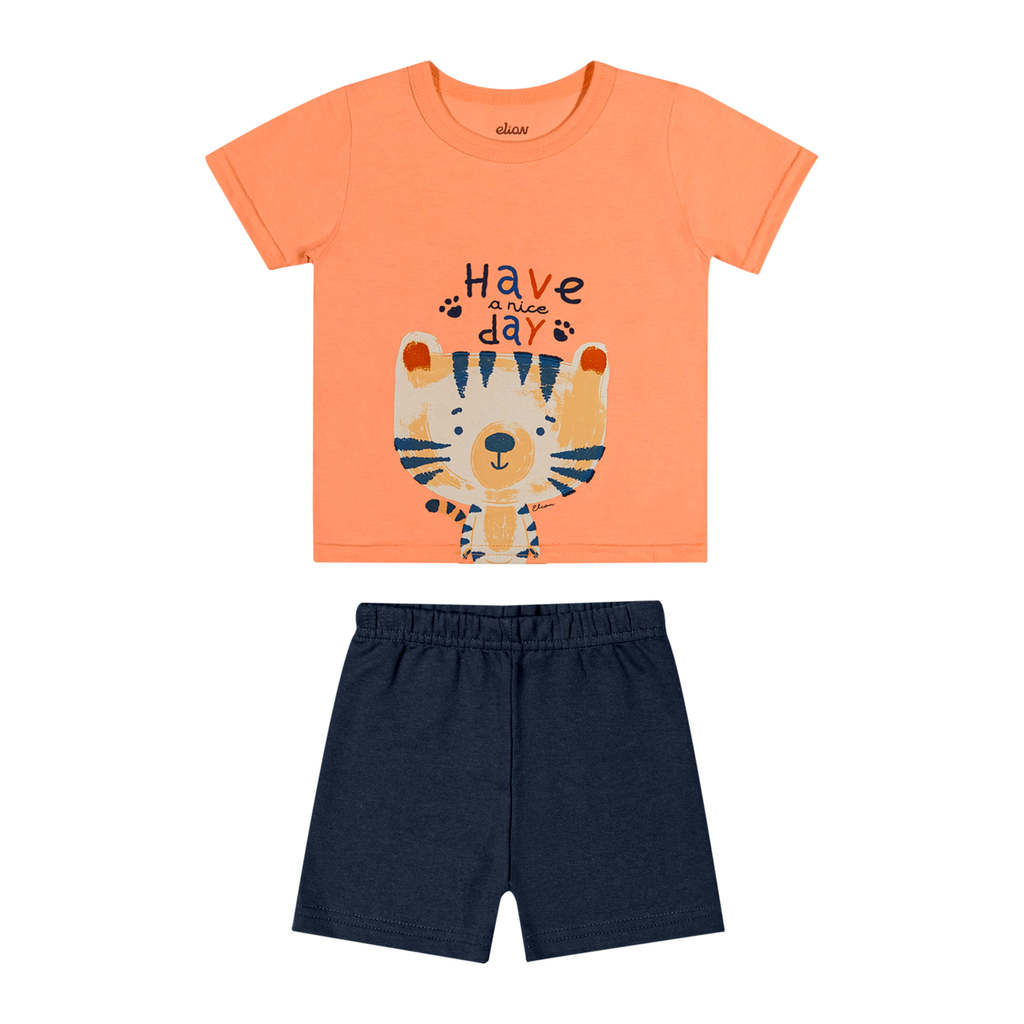 Conjunto Bebê Menino Estampa Bichinhos Elian Laranja em Oferta na Shopee