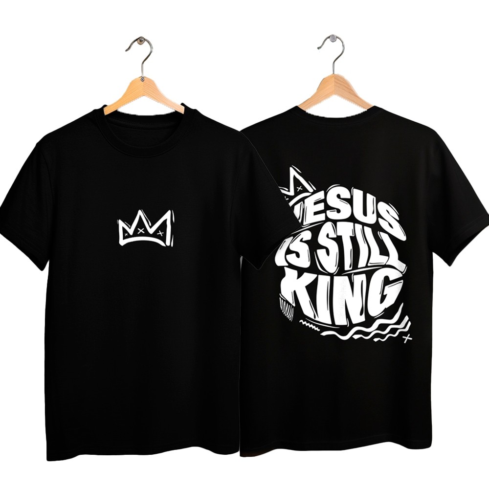 Camiseta Estampa Jesus Cristo Unissex Preta Gospel Estampas Variadas Básico Conforto