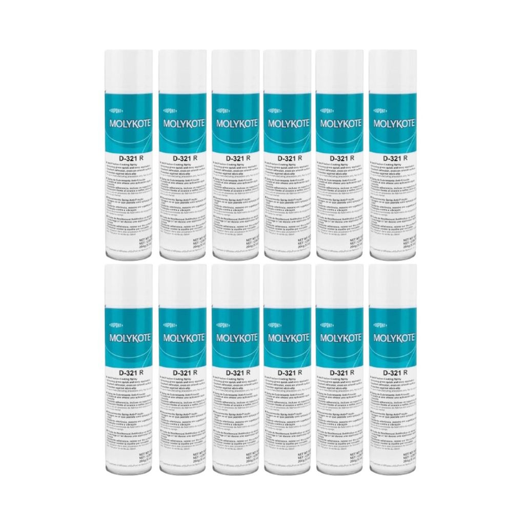 Kit 12 Molykote D-321R Spray Dupont 400Ml Lubrificante Industrial Proteção Contra Desgaste