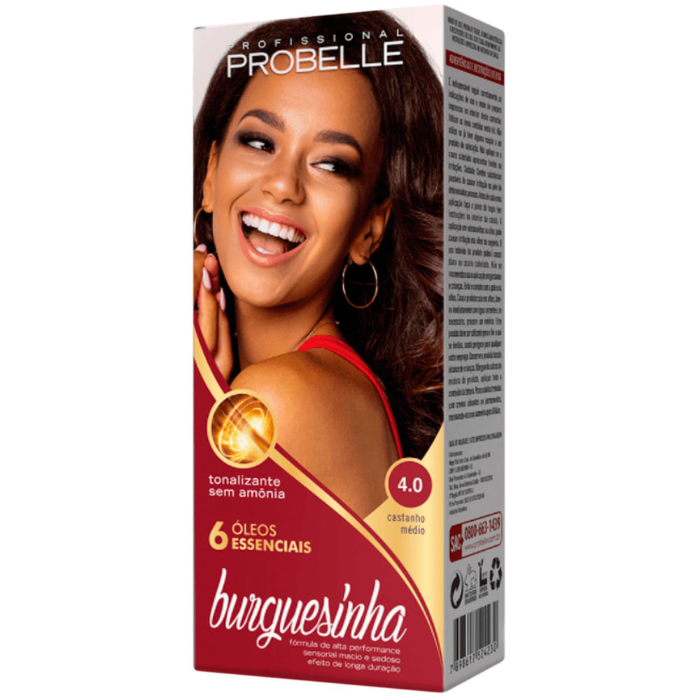 Tonalizante Burguesinha Probelle Castanho Médio 4.0 em Oferta na Shopee