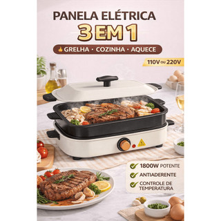 Panela Elétrica Multifuncional 110V/220V – Prática e Moderna para Cozinhar, Fritar e Aquecer