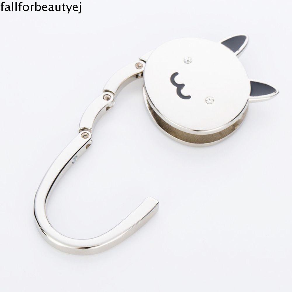FALLFORBEAUTYEJ Cabide De Bolsa Portátil Estilo Gato Acessórios De Metal Dobrável Ganchos De Suspensão