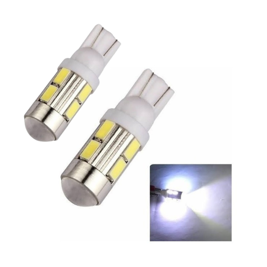 KIT 2 LAMPADA T10 CREE 9 LED BRANCA PINGO 5050 ATACADO