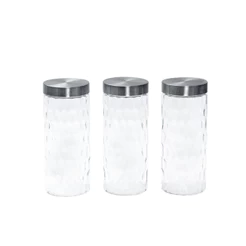 Kit 3 Potes de Vidro com Tampa Inox Bolhas Redondo 2200ml - Mozcada