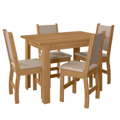 Mesa Jantar Retangular Bellagio com 4 Cadeiras Estofadas Poliman