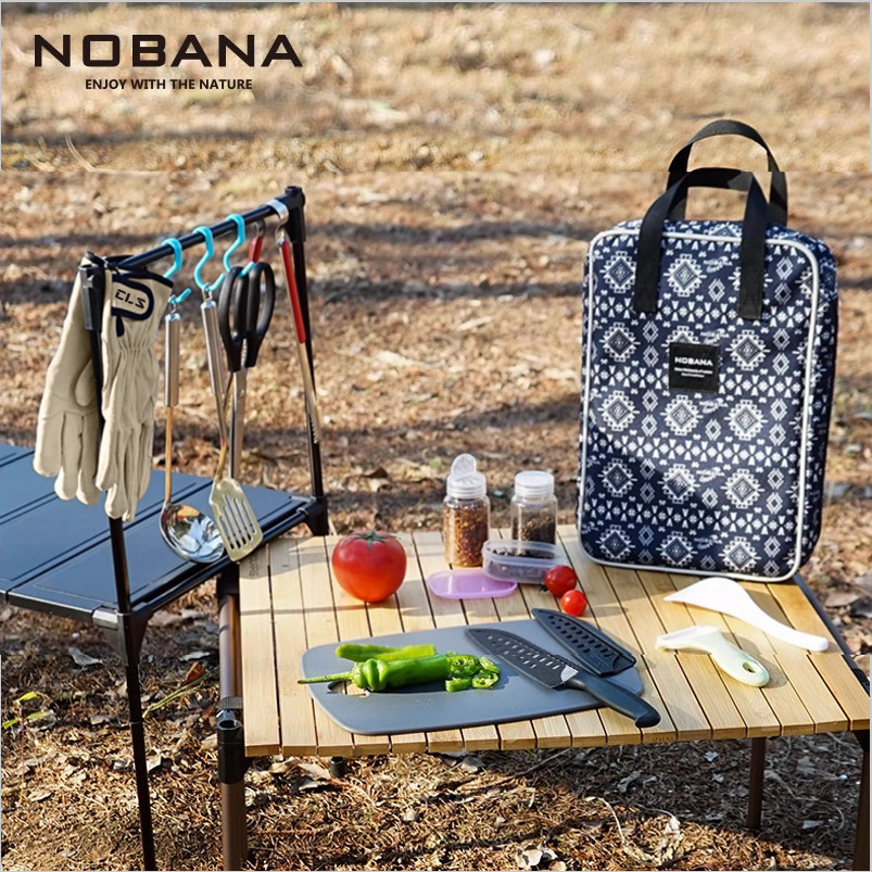 NOBANA Conjunto de panelas para acampamento ao ar livre RV Utensílios de cozinha para viagem Talheres de acampamento aut