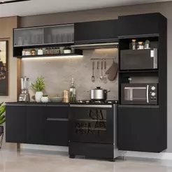 Armário de Cozinha Completa 260 cm Suspenso Preto Nice Madesa 11